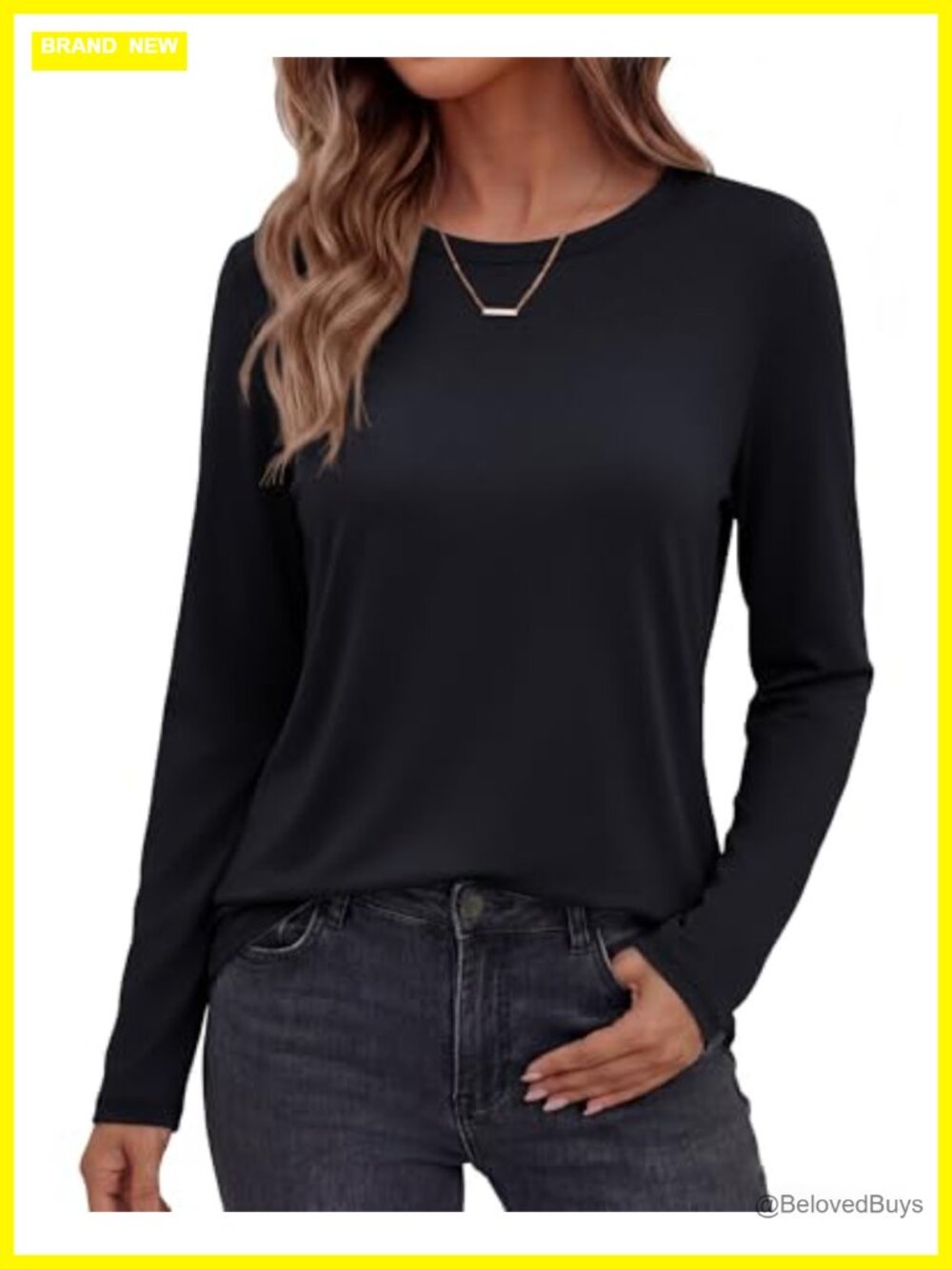 Women's Long Sleeve Crew Neck T-Shirt Relaxed Fit Casual Top